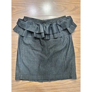 Bisou Bisou Denim Straight Ruffles Knee Length Pencil Skirt Women Size 12 Slit